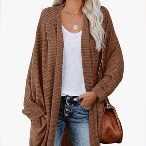 Cozy Brown Waffle Knit Cardigan